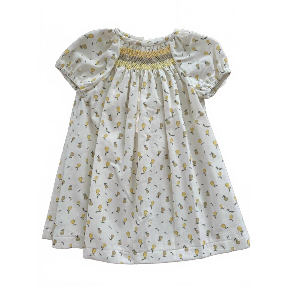 NEW BELAN.J girl's peras amarillo short sleeve dress in white